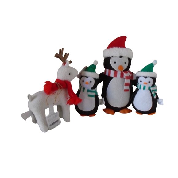 Felt Penguins and Reindeer Christmas Tree Ornaments Plush Decorations - Picture 1 of 7